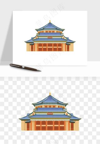 国潮风古建筑古楼古塔鼓楼psd,png免抠图