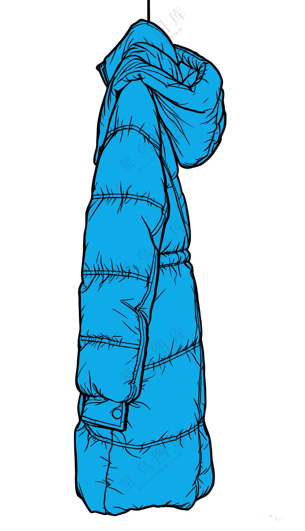 蓝色简约挂着的羽绒图
