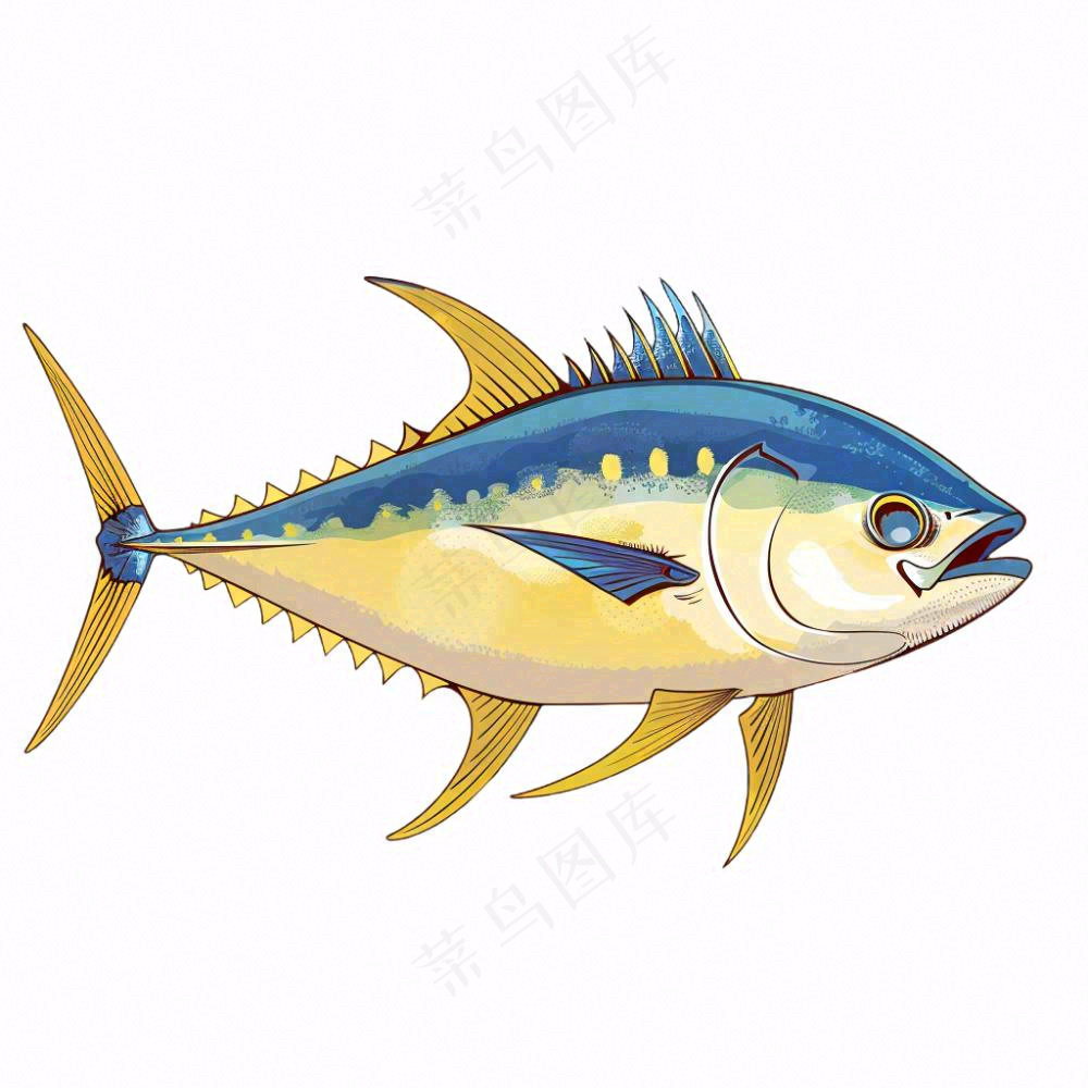 海洋鱼类海鲜卡通插画免抠