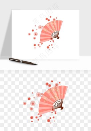 古风扇子元素png免抠