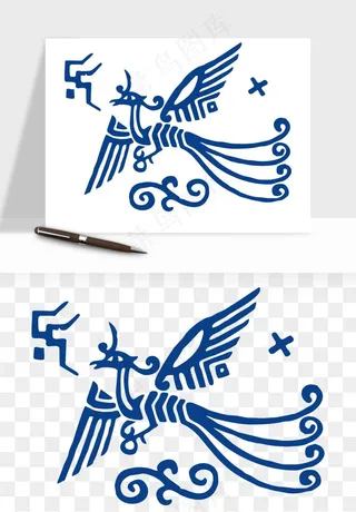 青花瓷花纹花卉图案png免抠