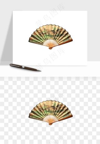 古风扇子元素png免抠