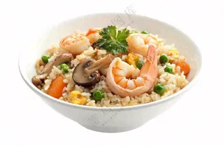 海鲜蘑菇炒饭食物摄影图免抠