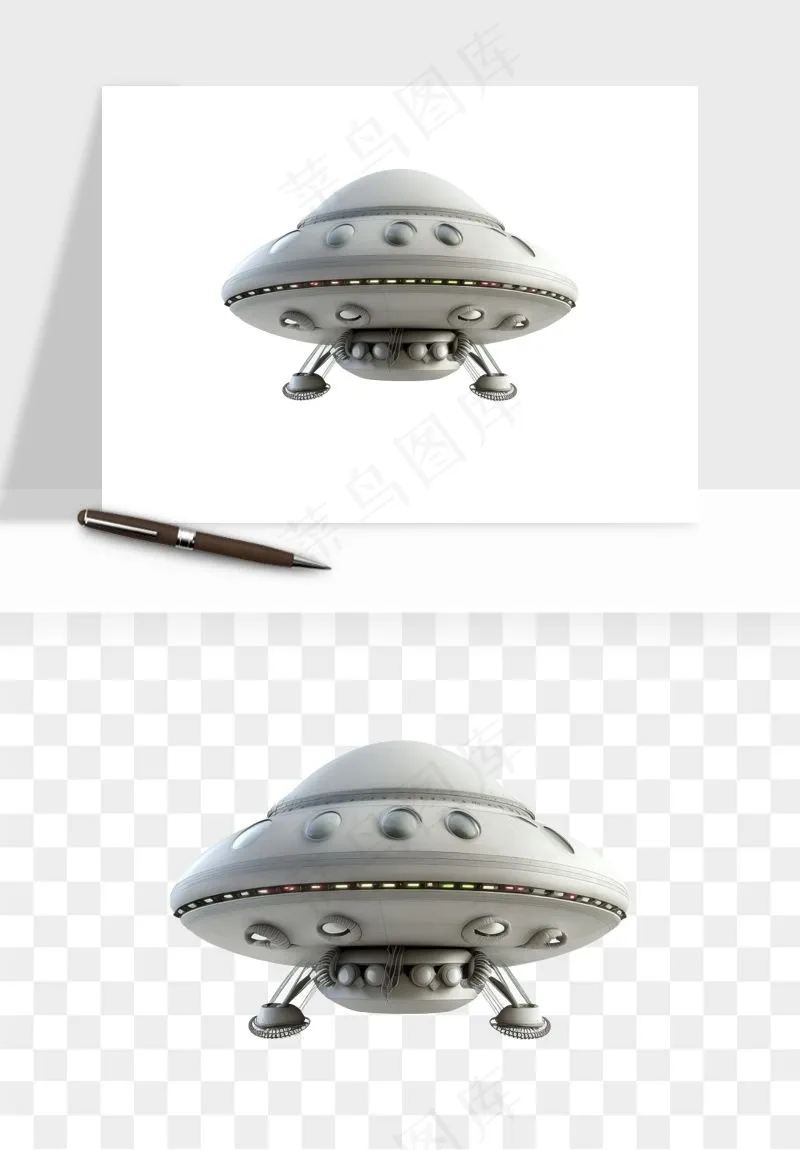立体飞碟UFO外星人飞船png免抠