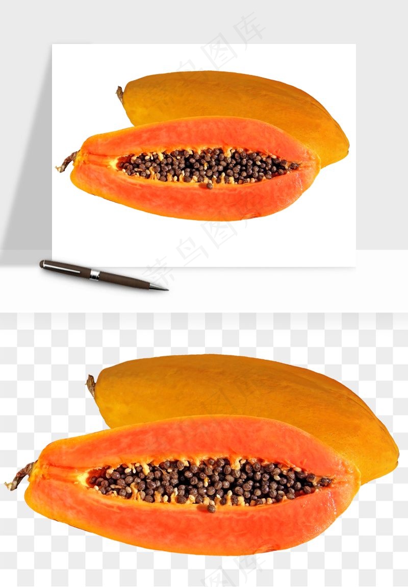 木瓜水果png免抠
