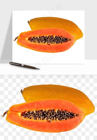 木瓜水果png免抠