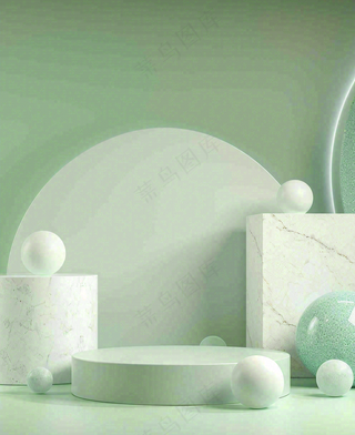 美妆护肤3d展台清新背景