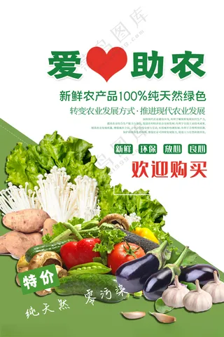 爱心助农蔬菜电商直播海报