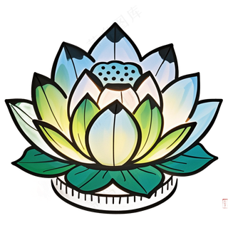 中式彩色莲花灯免抠图中元节