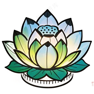 中式彩色莲花灯免抠图中元节