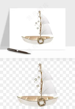 手绘航行帆船png免抠