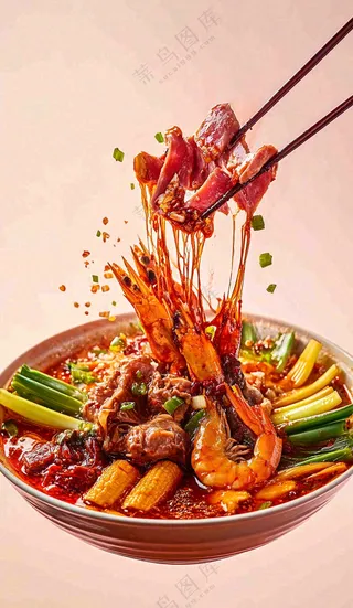 凉拌钵钵鸡水煮美食摄影图