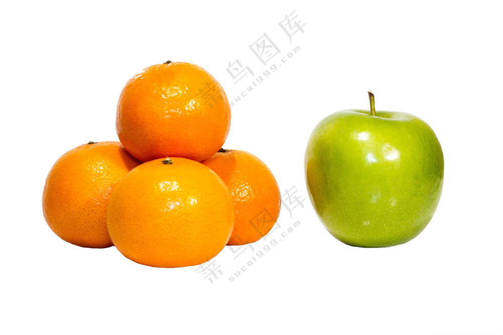 橙子和青苹果新鲜健康橙色绿色免扣素材