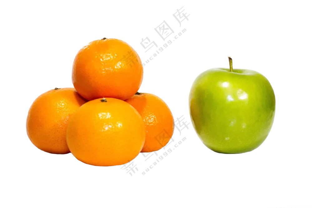橙子和青苹果新鲜健康橙色绿色免扣素材