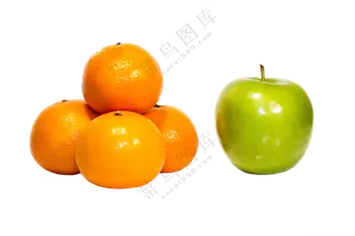 橙子和青苹果新鲜健康橙色绿色免扣素材