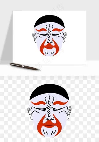 手绘戏剧脸谱卡通面具png免抠