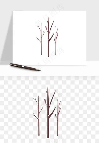 雪树枯树冬天树木png免抠