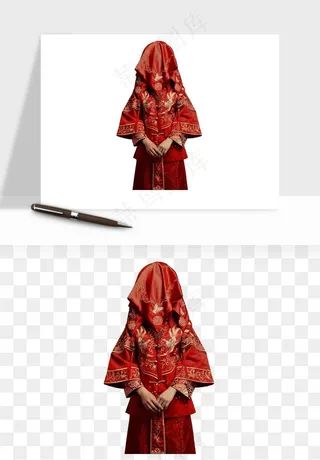 卡通中式婚礼新人png免抠