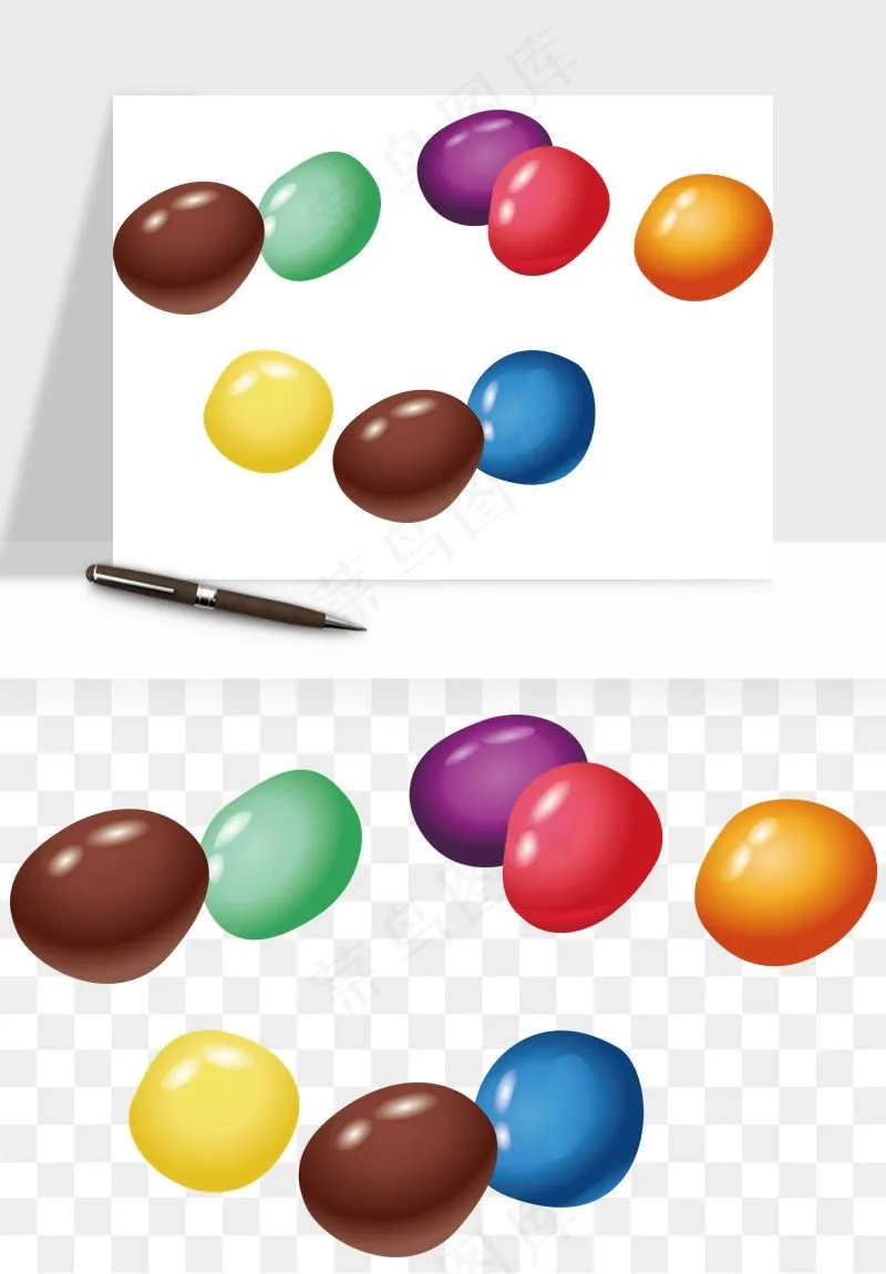 糖果糖豆彩虹糖png免抠