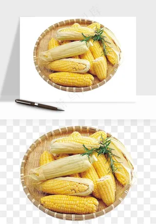 玉米带叶玉米png免抠