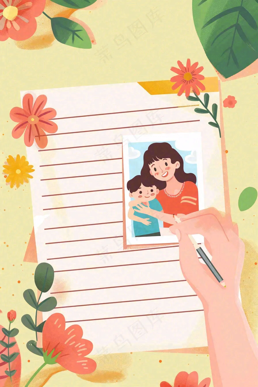 母亲节信封插画写信亲情创意插画背景
