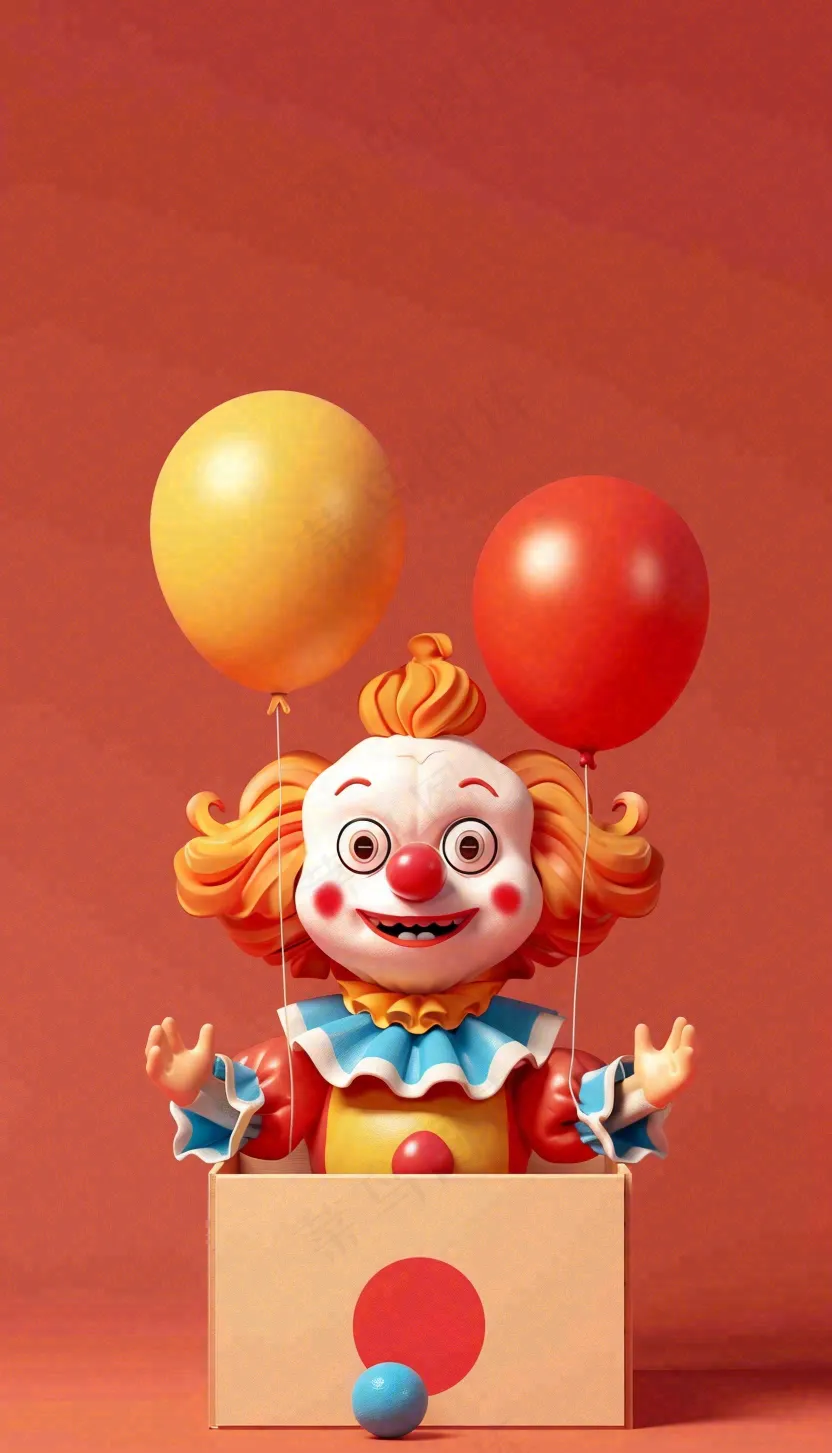 卡通插画马戏团小丑搞怪娱乐快乐表演愚人节插画背景