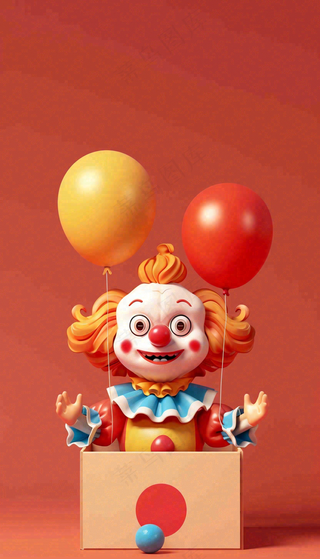 卡通插画马戏团小丑搞怪娱乐快乐表演愚人节插画背景