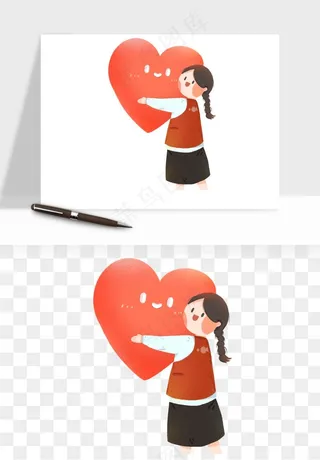 手绘志愿者人物插画png免抠