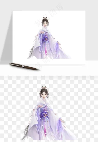 古风美人女子背影png免抠