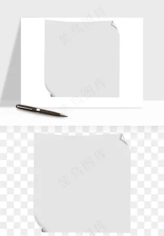 白纸卷边角翻页效果png免抠
