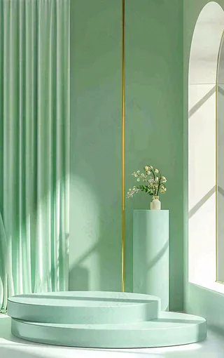 美妆护肤3d展台清新背景