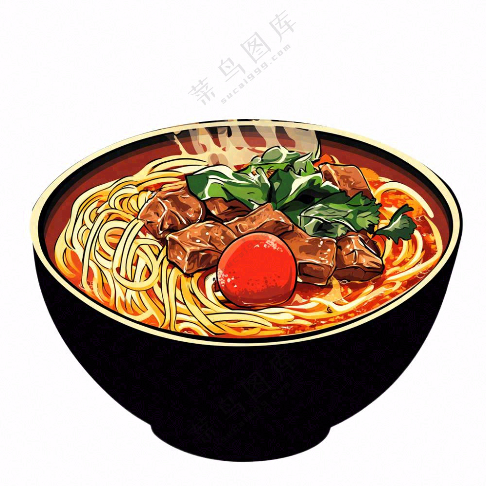 红烧牛肉面香辣美食插画免抠
