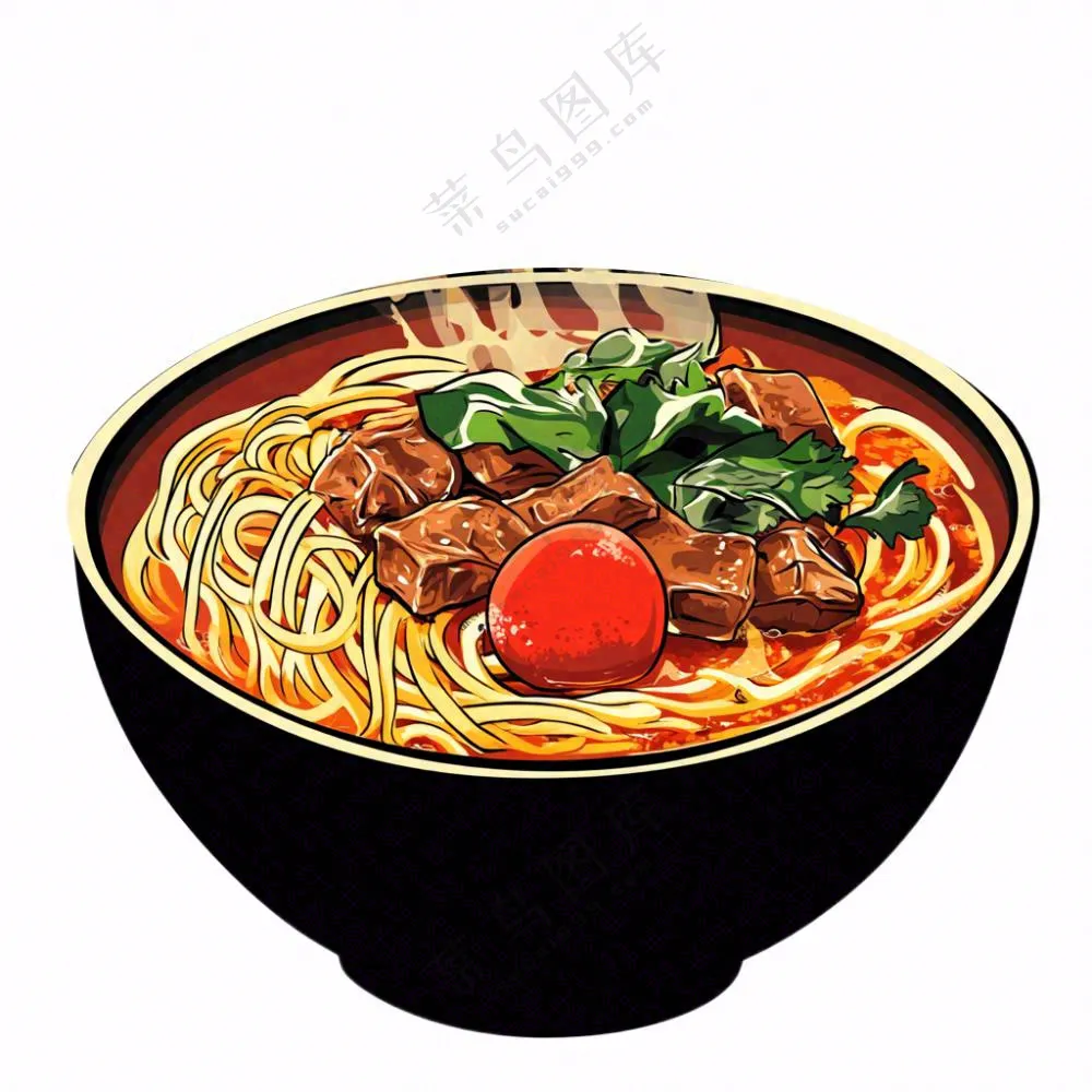 红烧牛肉面香辣美食插画免抠
