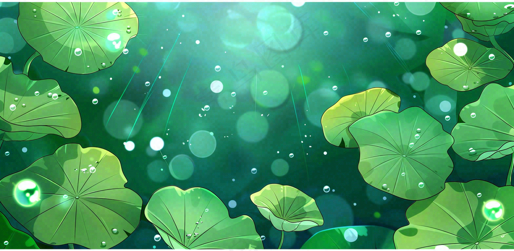 秋天插画风景处暑背景