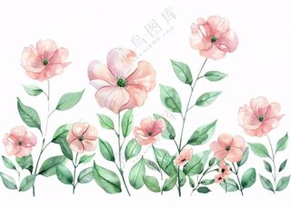 春天粉色花朵插画 免抠