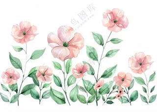 春天粉色花朵插画 免抠