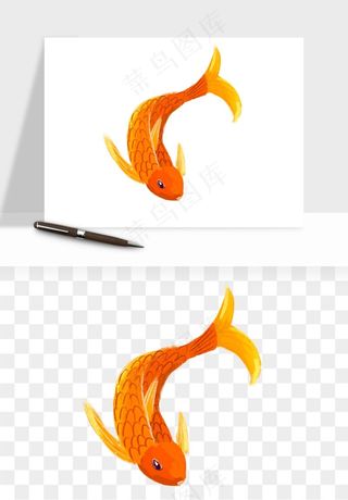 锦鲤鱼手绘水墨png免抠