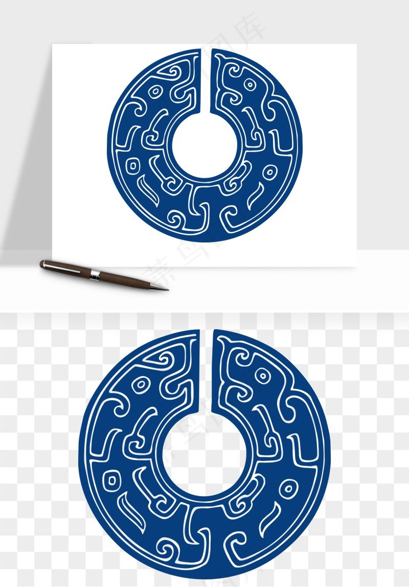 青花瓷花纹花卉图案png免抠