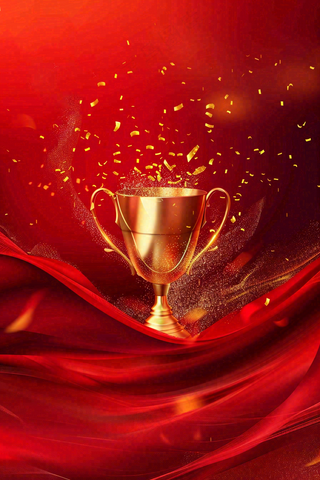 销量冠军销售红色大气奖杯背景