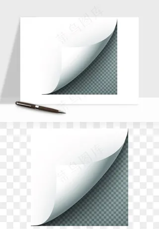 白纸卷边角翻页效果png免抠