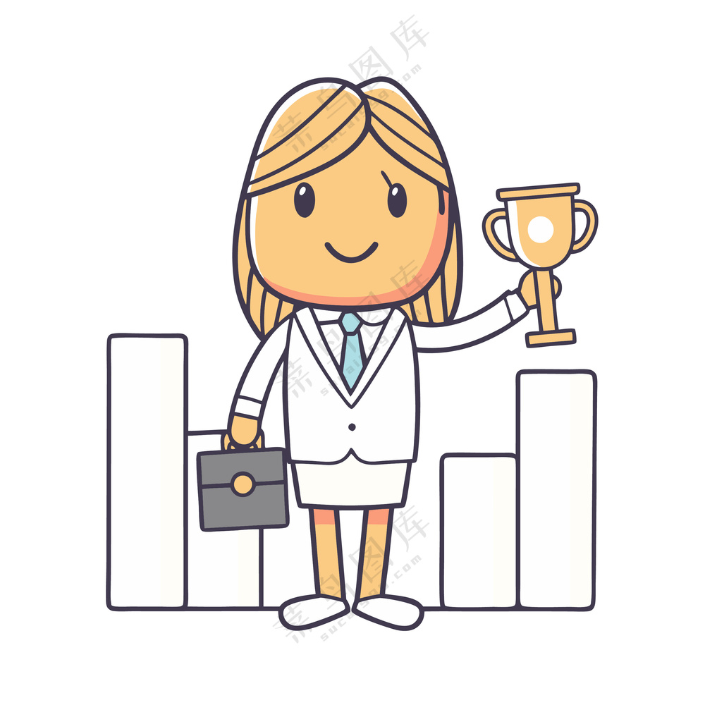 简约人物进步提升取得胜利