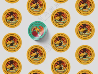 圆形不干胶贴纸logo标签样机psd模板-4