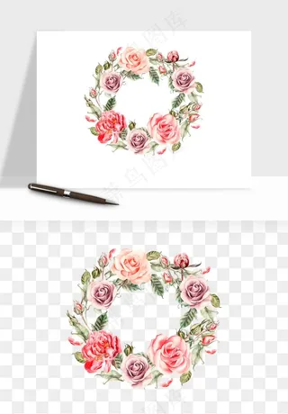 水彩复古花卉png免抠