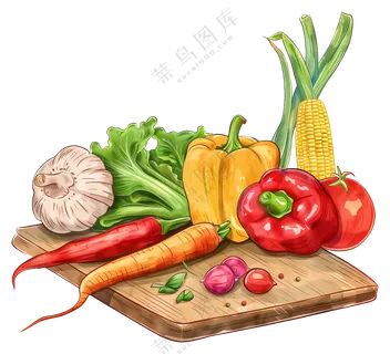 菜板上的蔬菜免抠元素