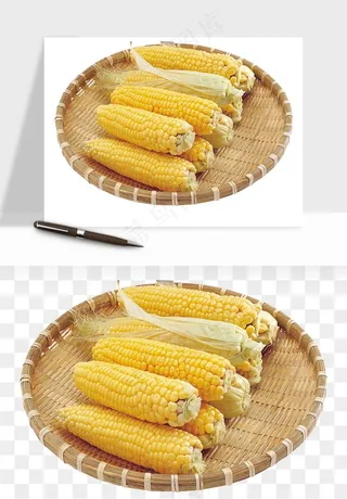 玉米带叶玉米png免抠
