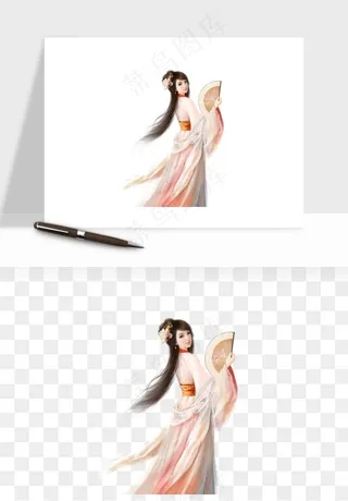 古风美人女子背影png免抠