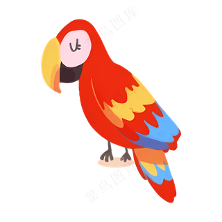 免抠红色的卡通鹦鹉