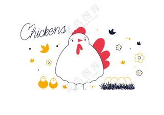 可爱鸡矢量