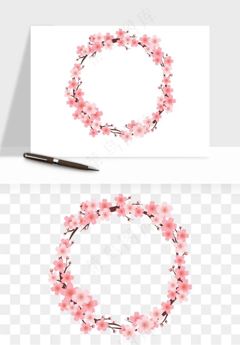 手绘花环边框浪漫png免抠