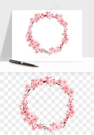 手绘花环边框浪漫png免抠